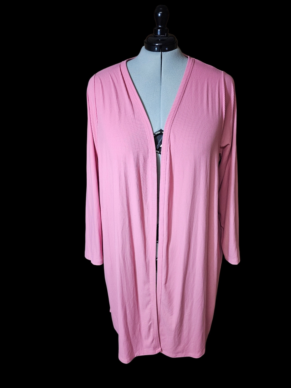 Lane Bryant Pink Ribbed Open-Front Duster Cardigan